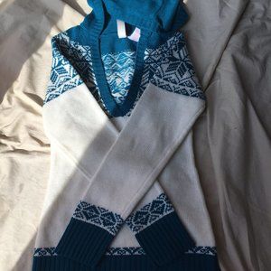 WOMENS KNIT SWEATER SIZE 4 BLUE AND WHITE